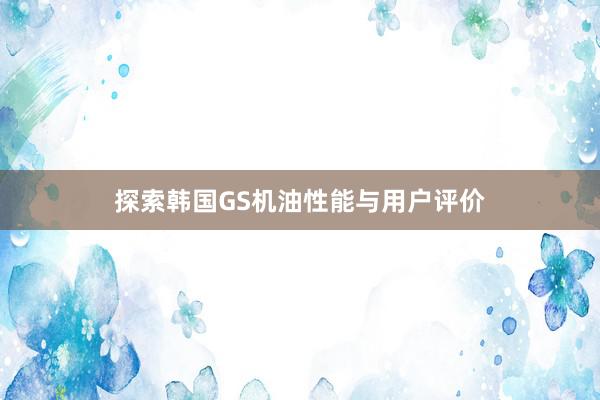 探索韩国GS机油性能与用户评价